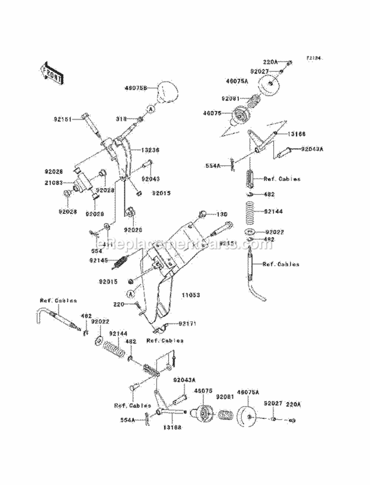 Shift Levers Diagram and Parts List for KAF400-C1 2005 Kawasaki 