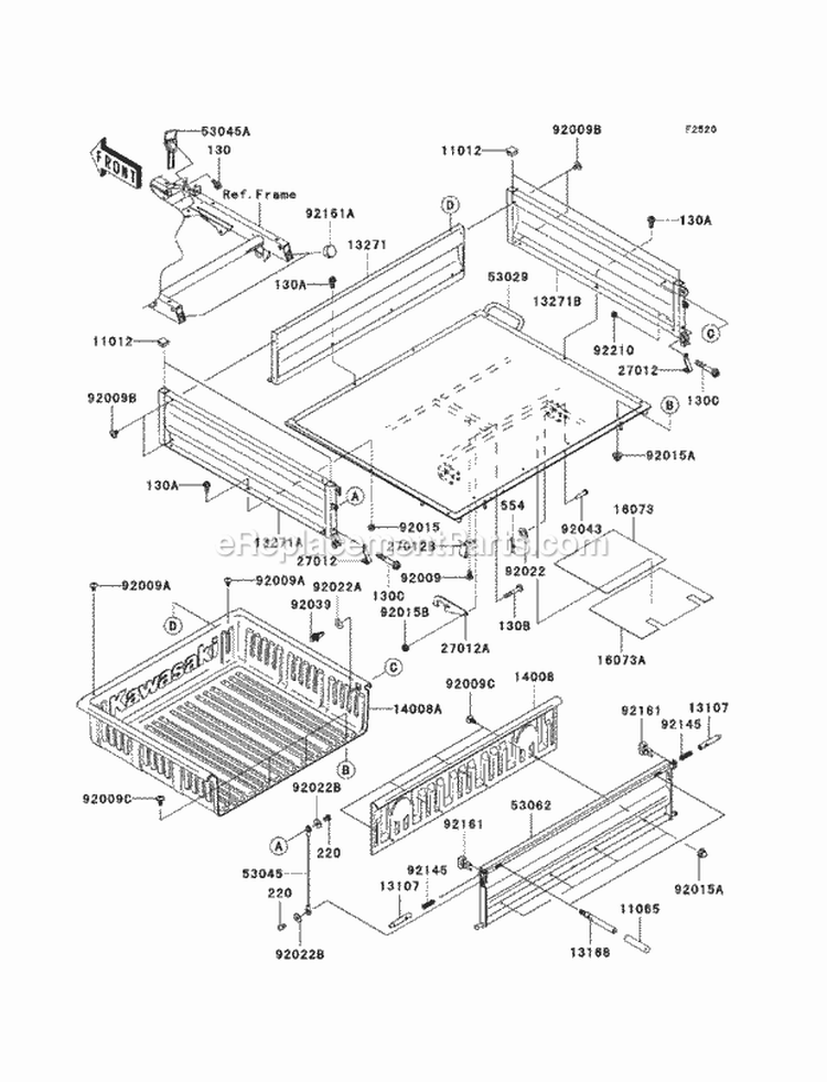 Carriers Diagram and Parts List for KAF400-C7F 2007 Kawasaki 