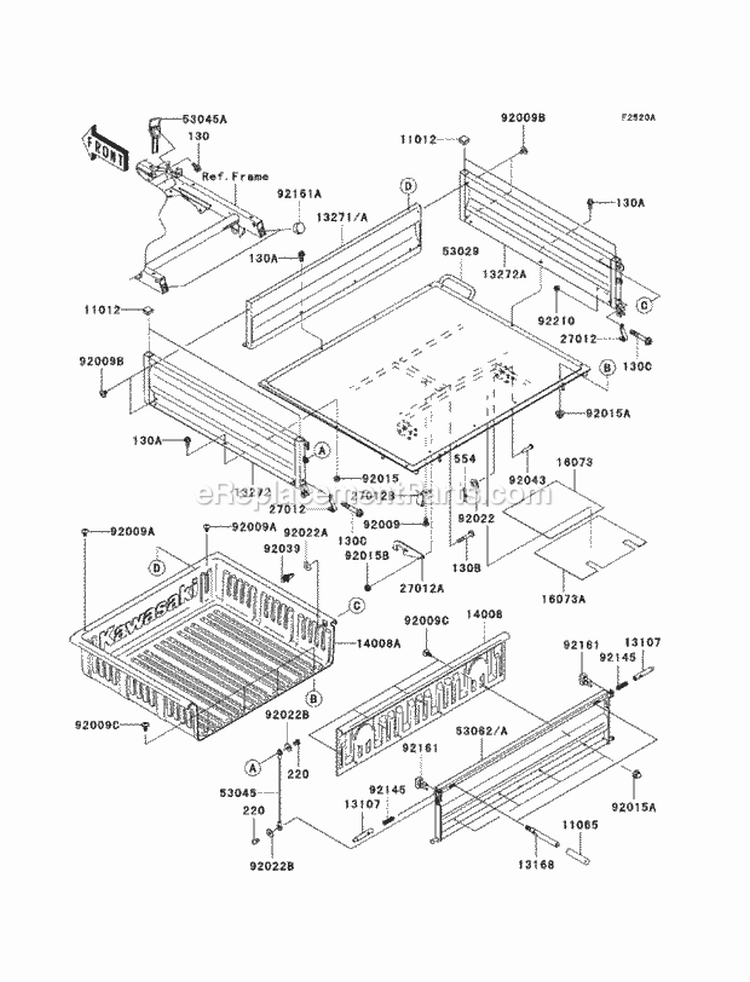 Carriers Diagram and Parts List for KAF400-C9F 2009 Kawasaki 