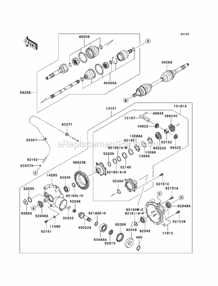 Drive Shaft-Front Diagram and Parts List for KAF400-A6F 2006 Kawasaki 