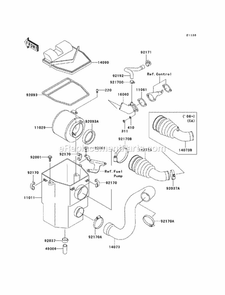 Air Cleaner Diagram and Parts List for KAF400-A9F 2009 Kawasaki 