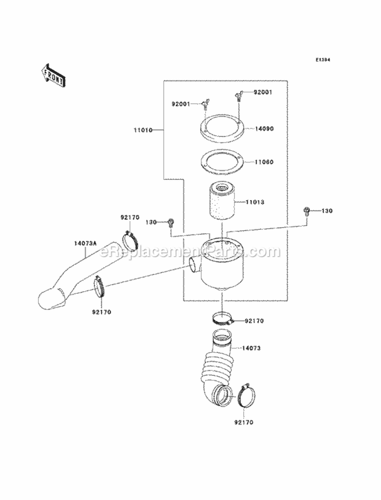 Air Cleaner-Belt Converter Diagram and Parts List for KAF400-A9F 2009 Kawasaki 