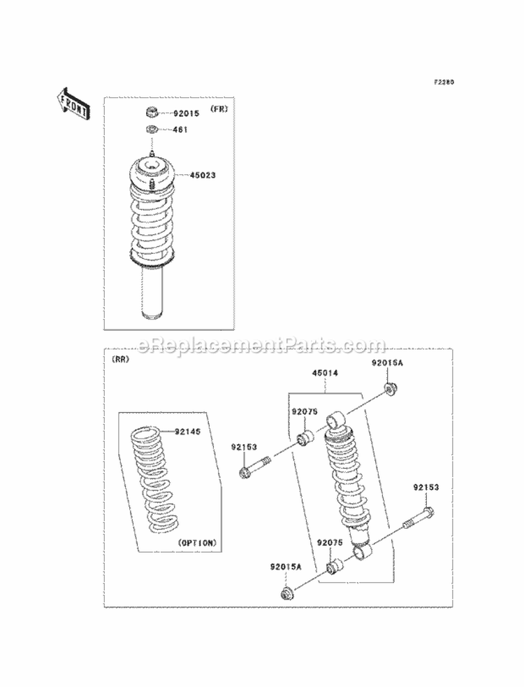 Shock Absorbers Diagram and Parts List for KAF400-ABF 2011 Kawasaki 