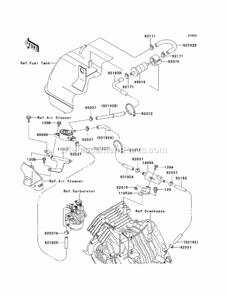 Fuel Pump Diagram and Parts List for KAF400-C8F 2008 Kawasaki 