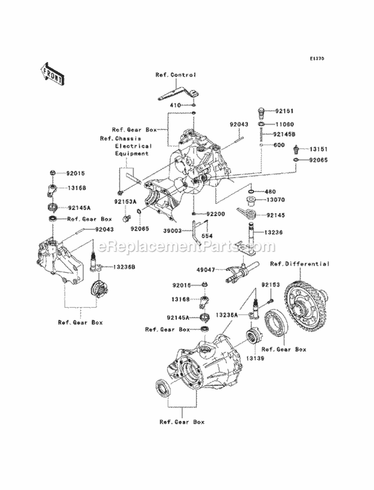 Gear Change Mechanism Diagram and Parts List for KAF400-C8F 2008 Kawasaki 