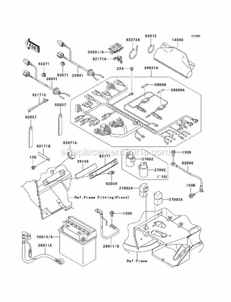 Chassis Electrical Equipment Diagram and Parts List for KAF400-DCF 2012 Kawasaki 