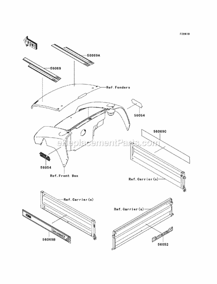 Decals Black Diagram and Parts List for KAF400-DCF 2012 Kawasaki 
