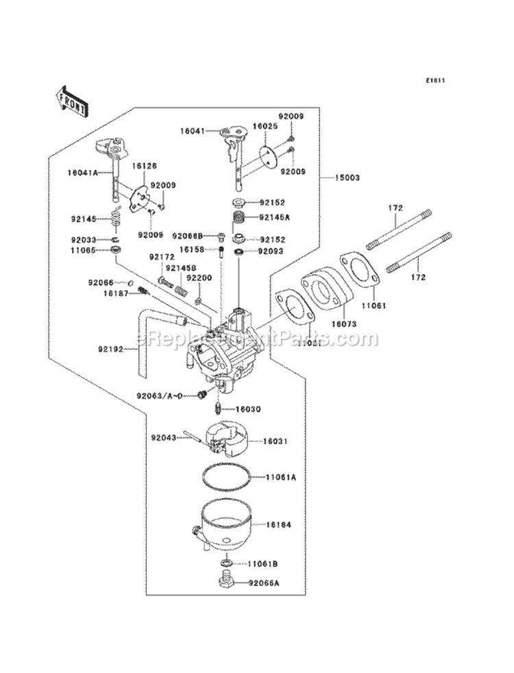 Carburetor Diagram and Parts List for KAF400-A6F 2006 Kawasaki 