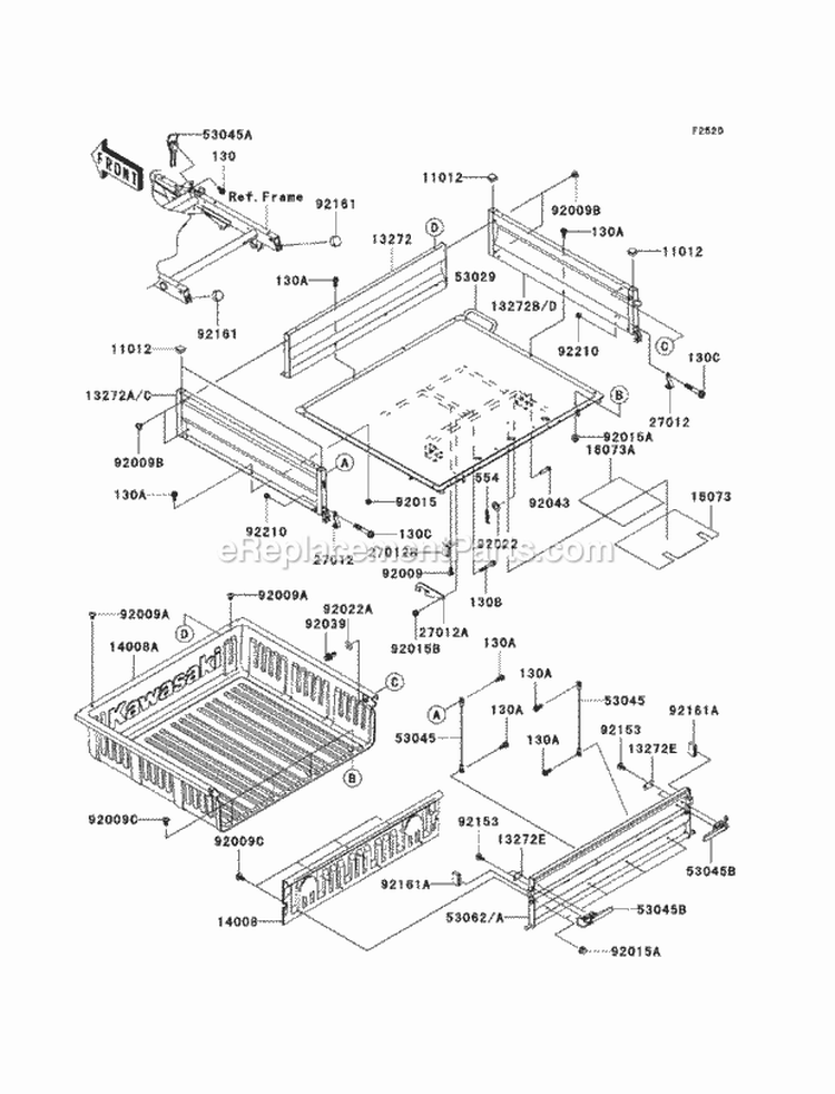 Carriers Diagram and Parts List for KAF400-ECF 2012 Kawasaki 