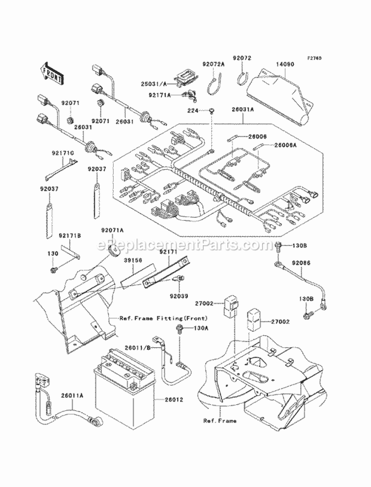 Chassis Electrical Equipment Diagram and Parts List for KAF400-ECF 2012 Kawasaki 