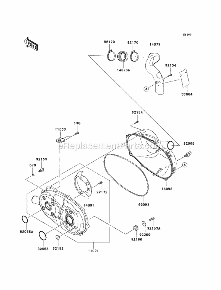 Converter Cover Diagram and Parts List for KAF400-ABF 2011 Kawasaki 