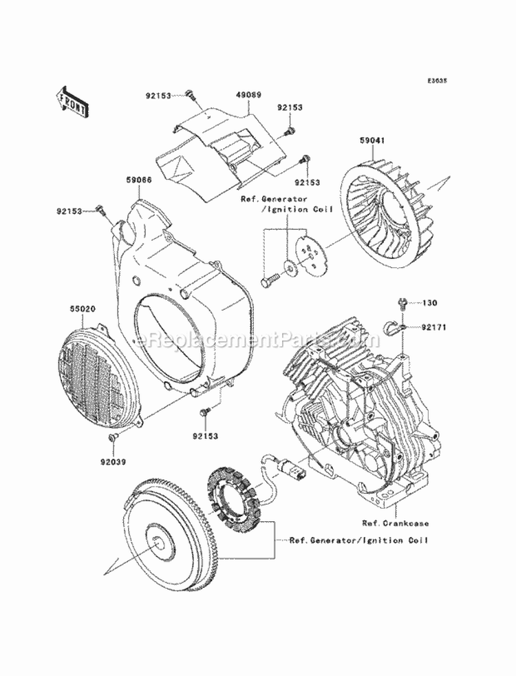 Cooling Diagram and Parts List for KAF400-A6F 2006 Kawasaki 