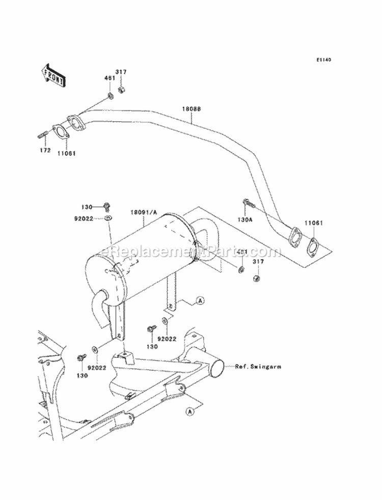 Mufflers Diagram and Parts List for KAF400-DCF 2012 Kawasaki 