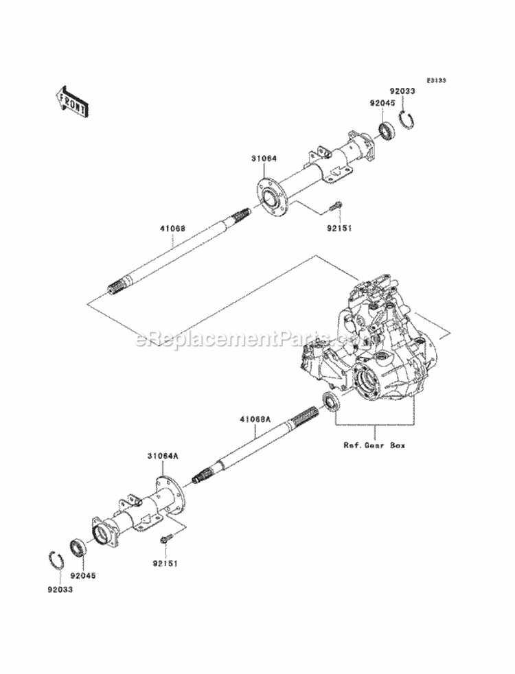 Rear Axle Diagram and Parts List for KAF400-ABF 2011 Kawasaki 