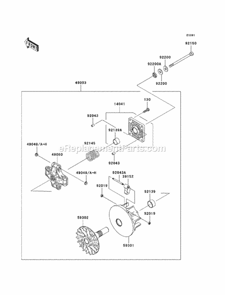 Drive Converter Diagram and Parts List for KAF400-DBF 2011 Kawasaki 