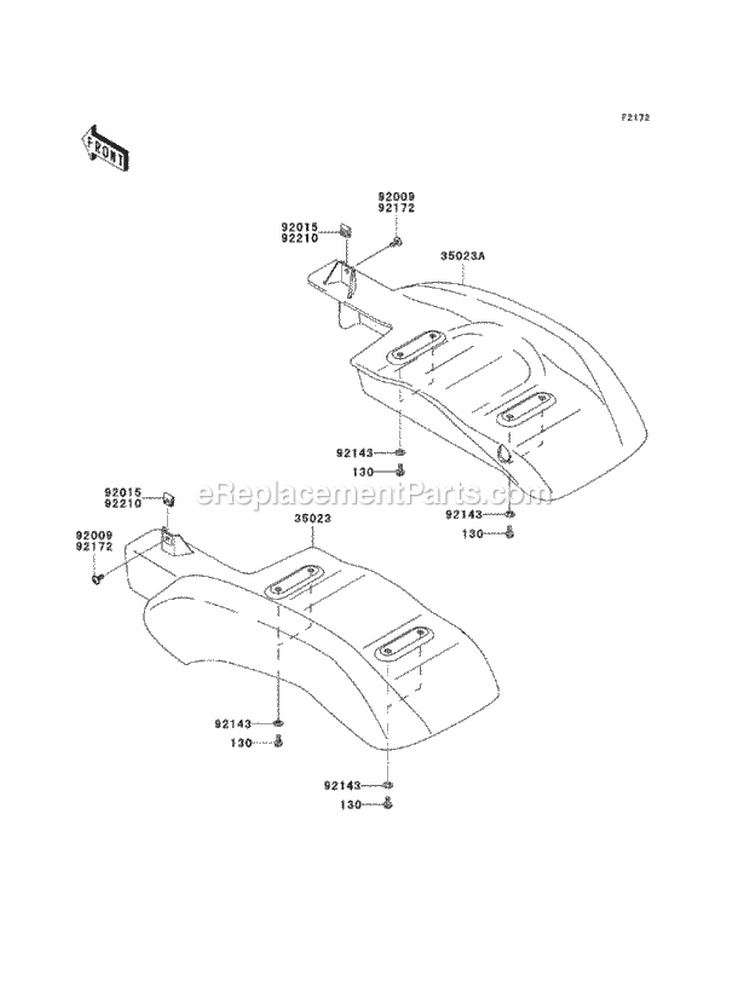 Rear Fenders Diagram and Parts List for KAF400-ECF 2012 Kawasaki 