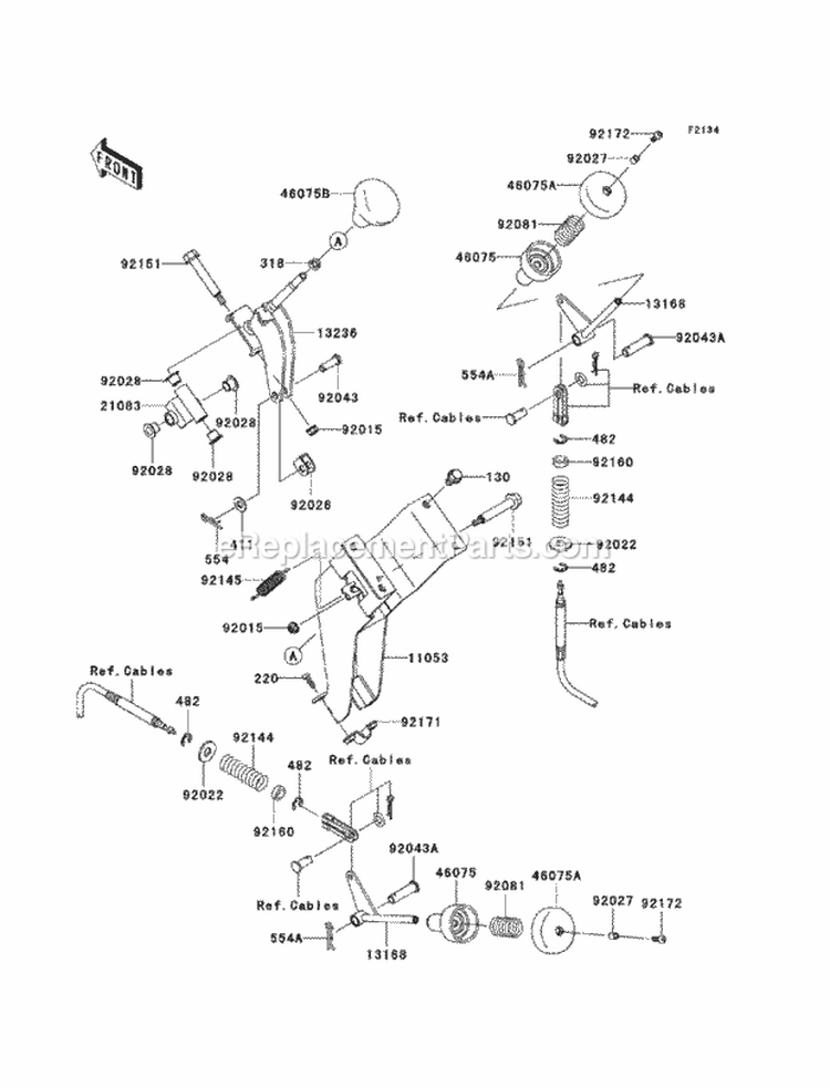 Shift Levers Diagram and Parts List for KAF400-ABF 2011 Kawasaki 