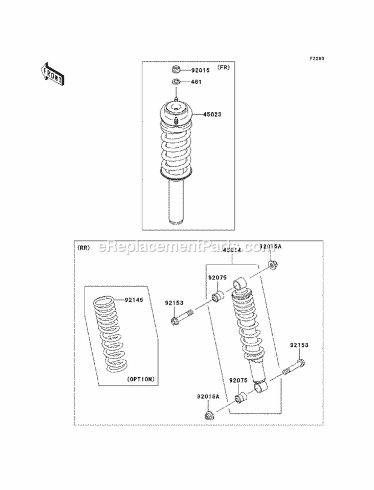 Shock Absorbers Diagram and Parts List for KAF400-DBF 2011 Kawasaki 
