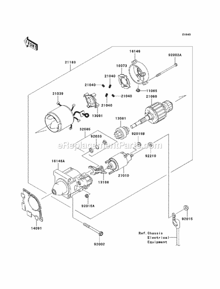 Starter Motor Diagram and Parts List for KAF400-ABF 2011 Kawasaki 