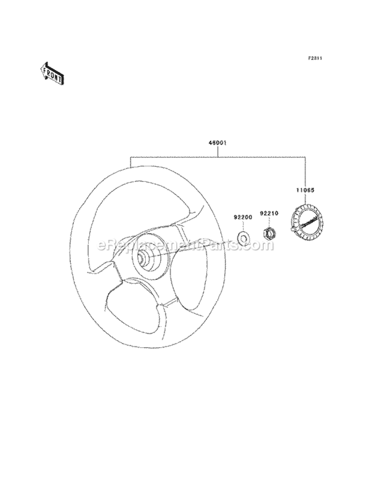 Steering Wheel Diagram and Parts List for KAF400-DBF 2011 Kawasaki 