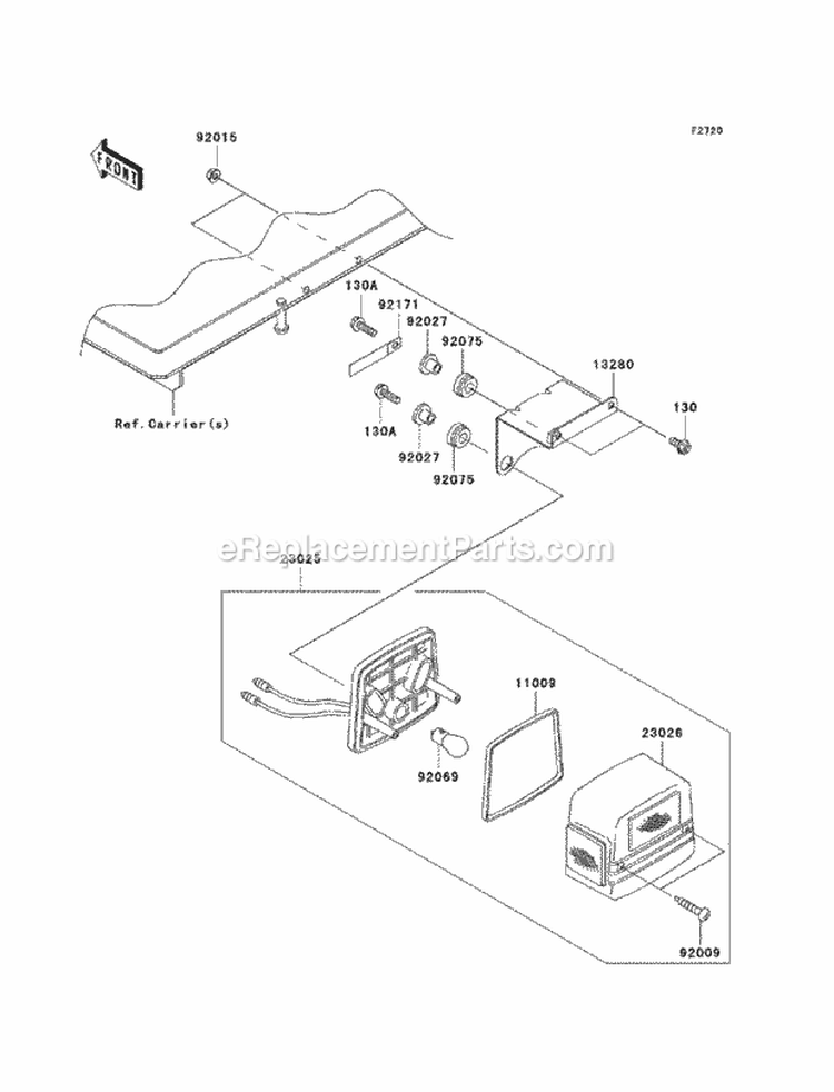 Taillights Diagram and Parts List for KAF400-ABF 2011 Kawasaki 