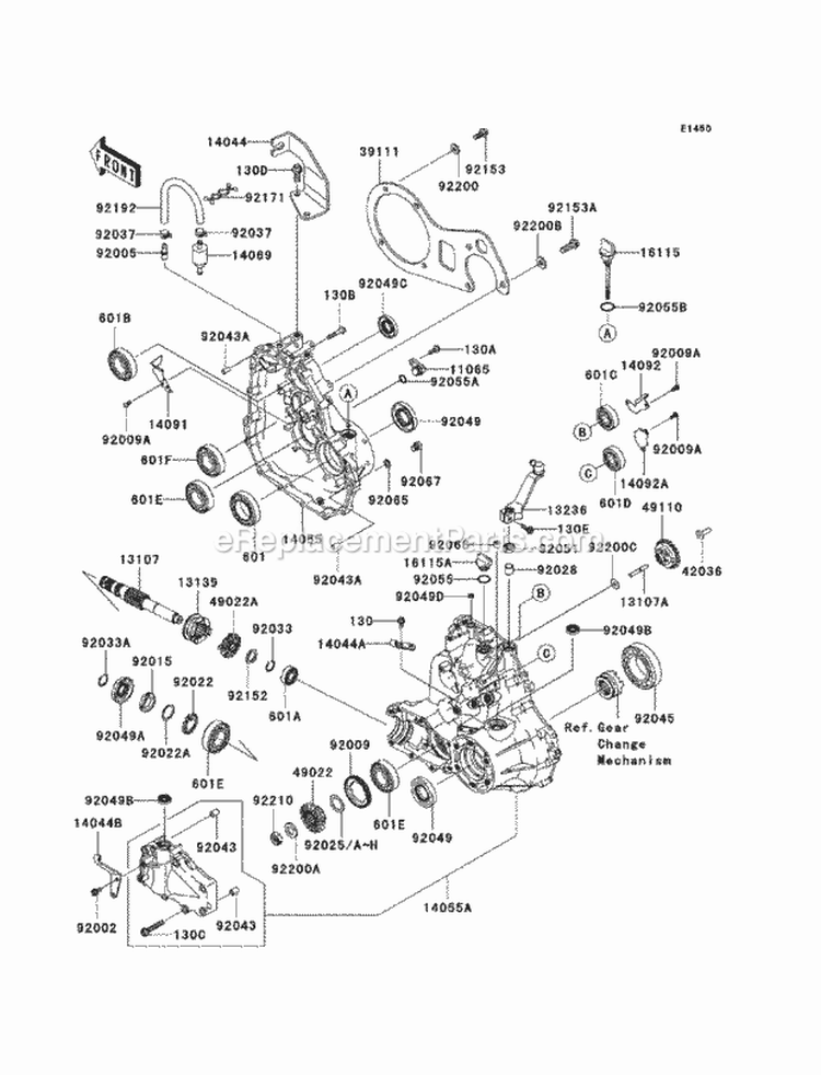 Gear Box Diagram and Parts List for KAF400-DBF 2011 Kawasaki 