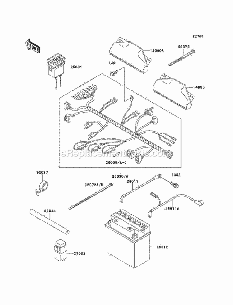Chassis Electrical Equipment Diagram and Parts List for KAF620-A5  Kawasaki 