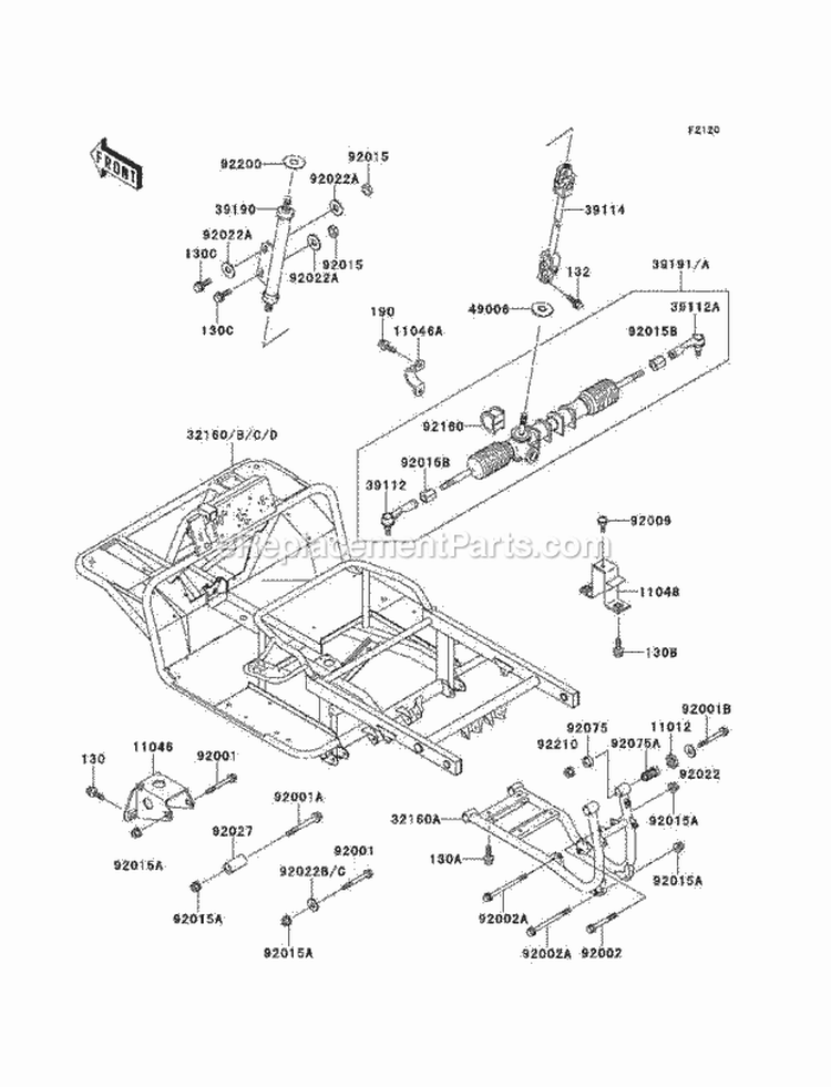 Frame Diagram and Parts List for KAF620-A5  Kawasaki 