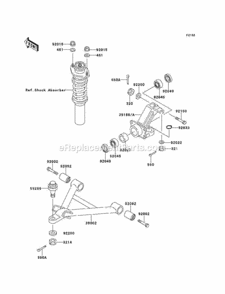 Front Suspension Diagram and Parts List for KAF620-A5  Kawasaki 