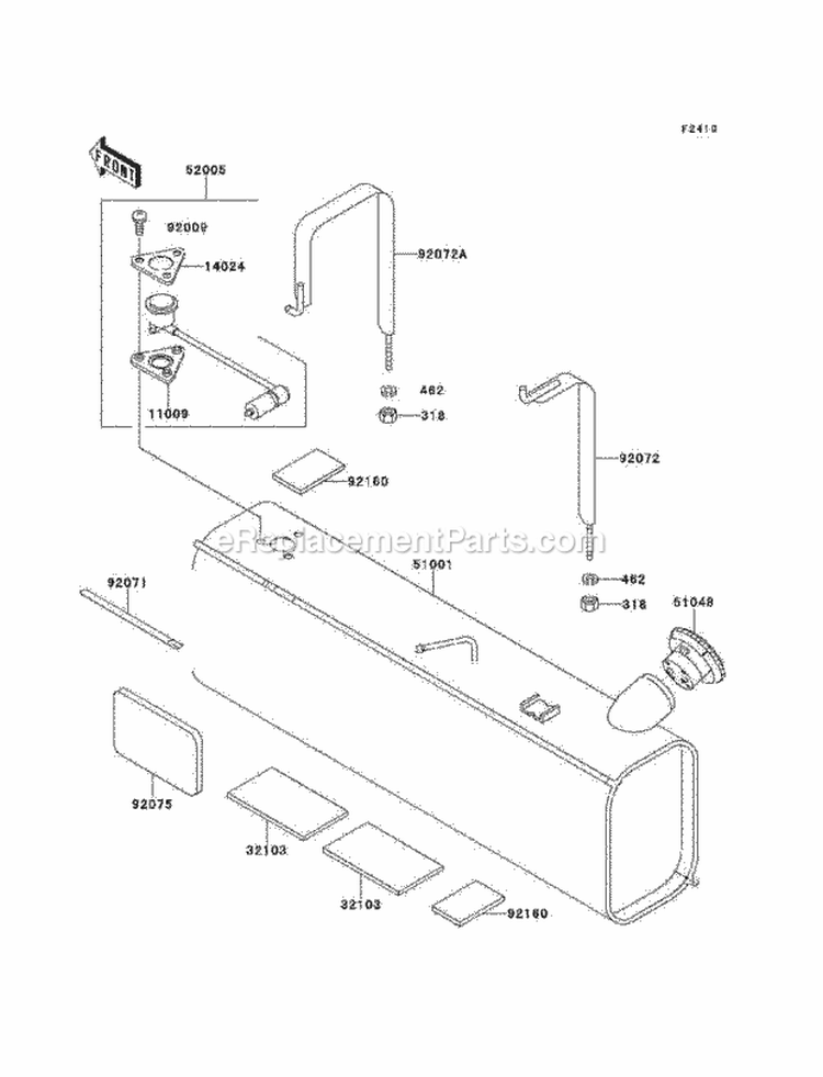 Fuel Tank Diagram and Parts List for KAF620-A6  Kawasaki 