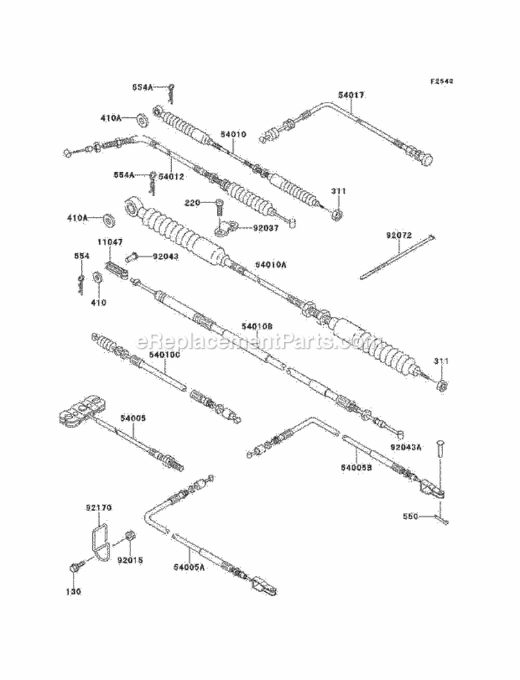 Cables Diagram and Parts List for KAF620-A6  Kawasaki 