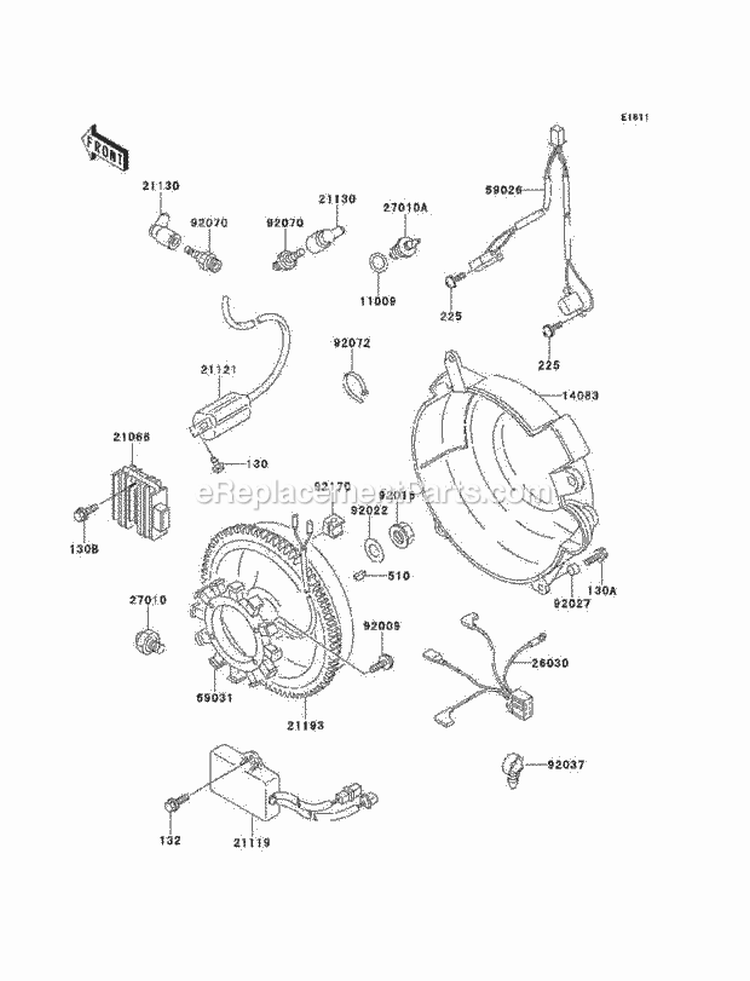 Generator/Ignition Coil Diagram and Parts List for KAF620-A6  Kawasaki 