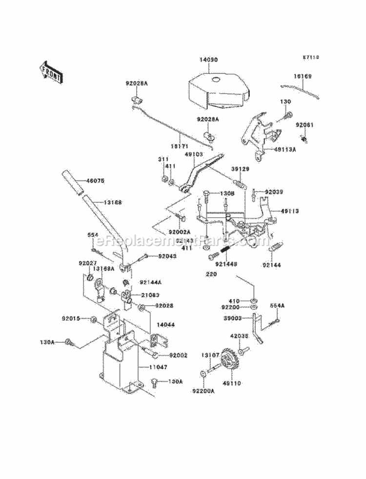 Control Diagram and Parts List for KAF620-A6  Kawasaki 