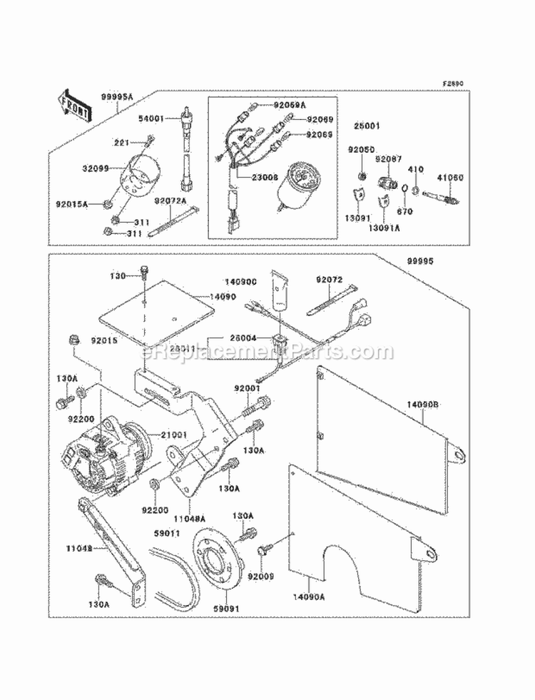Optional Parts Generator and Meter Diagram and Parts List for KAF620-A6  Kawasaki 