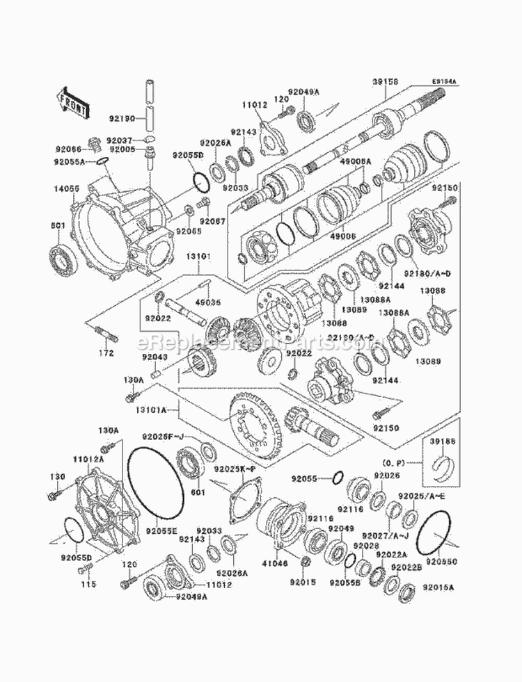 Drive Shaft-Front Diagram and Parts List for KAF620-A6  Kawasaki 