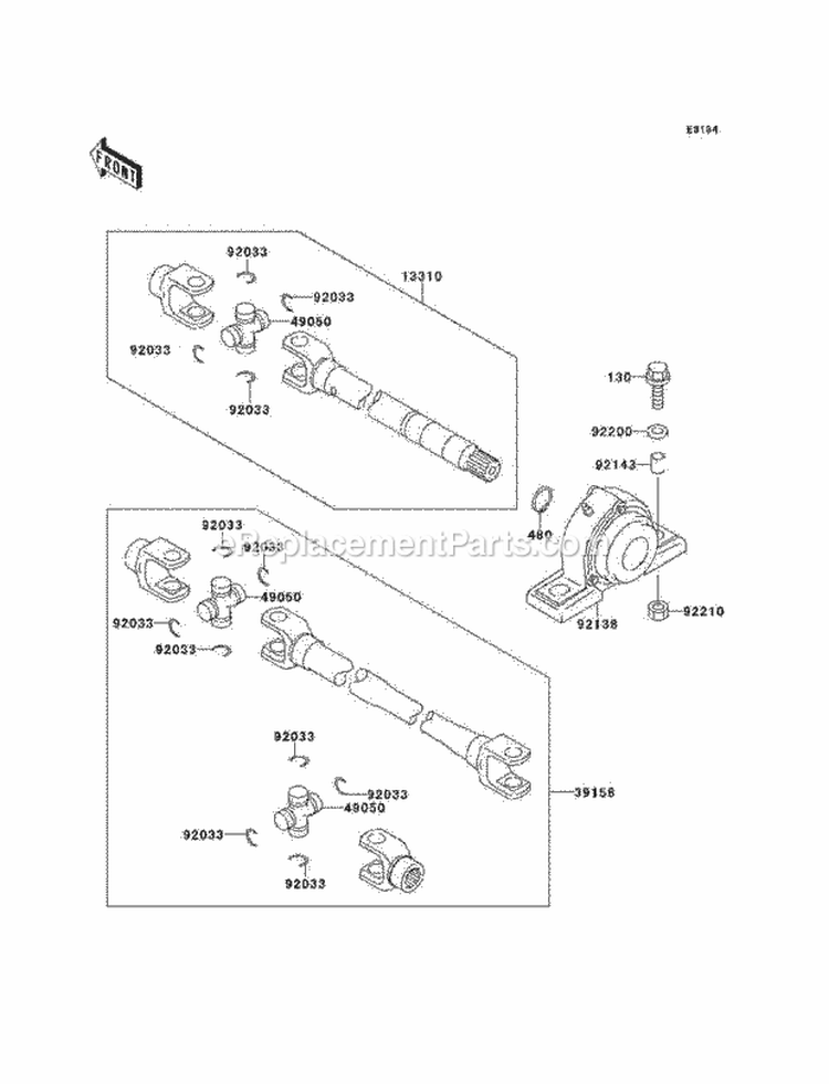 Drive Shaft-Propeller Diagram and Parts List for KAF620-A6  Kawasaki 