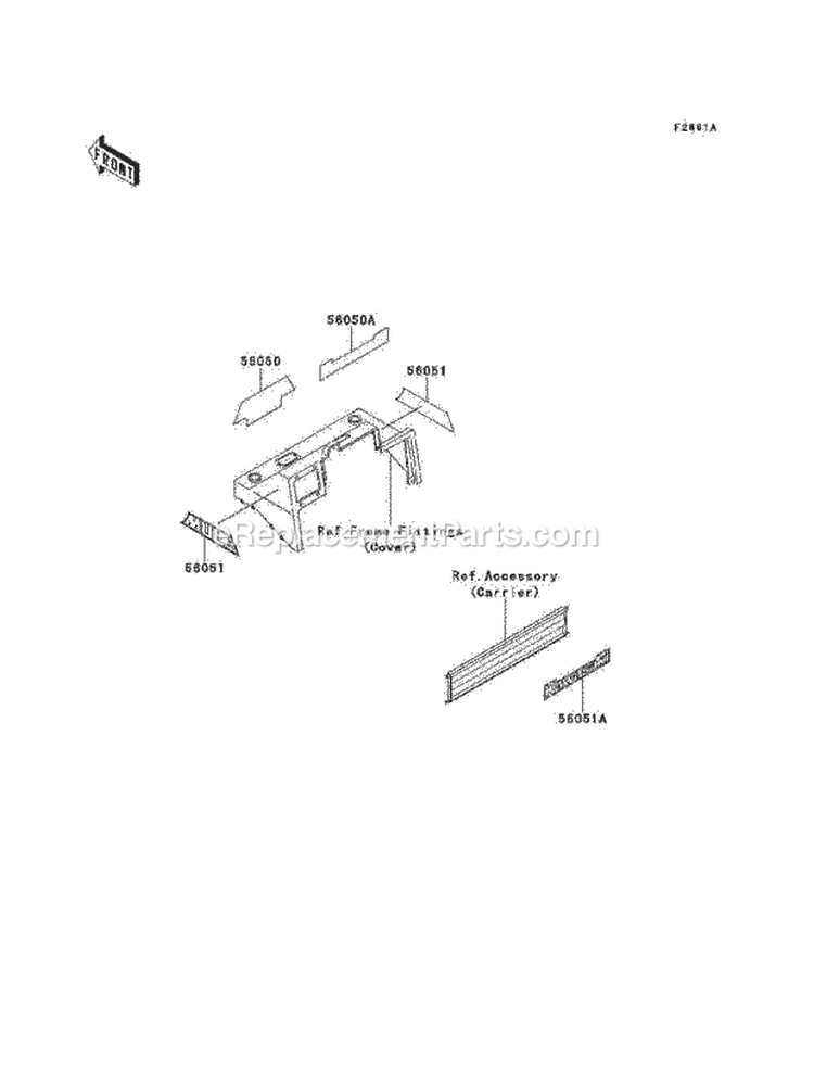 Decals Diagram and Parts List for KAF620-B4  Kawasaki 