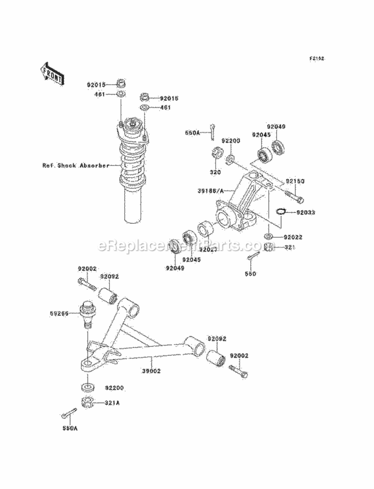 Front Suspension Diagram and Parts List for KAF620-B5  Kawasaki 