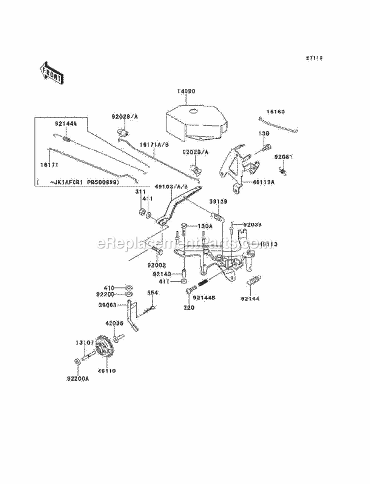 Control Diagram and Parts List for KAF620-B4  Kawasaki 
