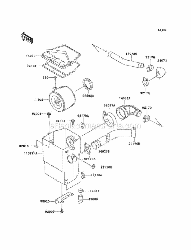 Air Cleaner Diagram and Parts List for KAF620-B5  Kawasaki 
