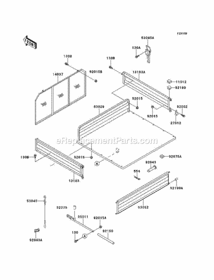 Accessory Carrier Diagram and Parts List for KAF620-B6  Kawasaki 