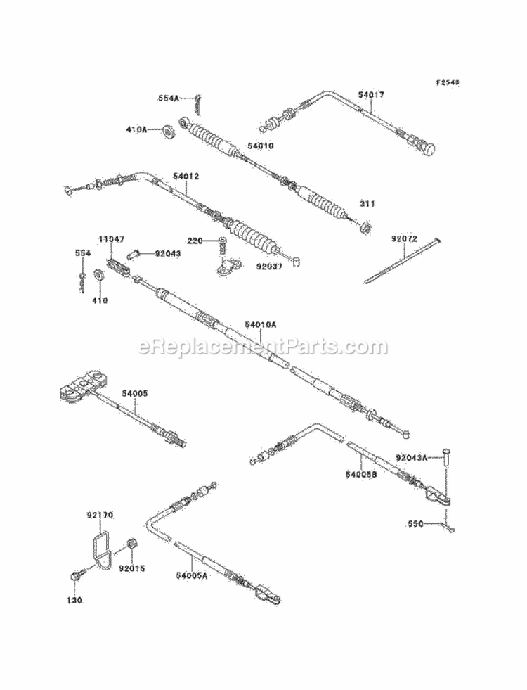 Cables Diagram and Parts List for KAF620-B6  Kawasaki 