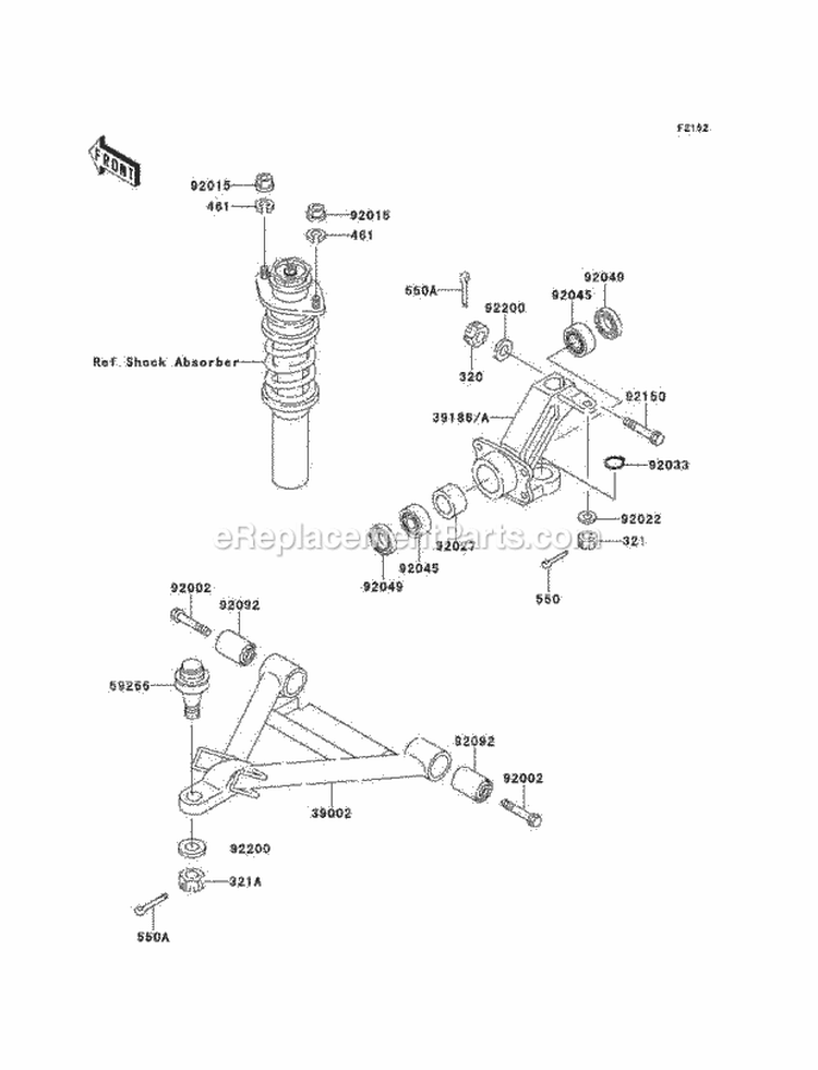 Front Suspension Diagram and Parts List for KAF620-B6  Kawasaki 