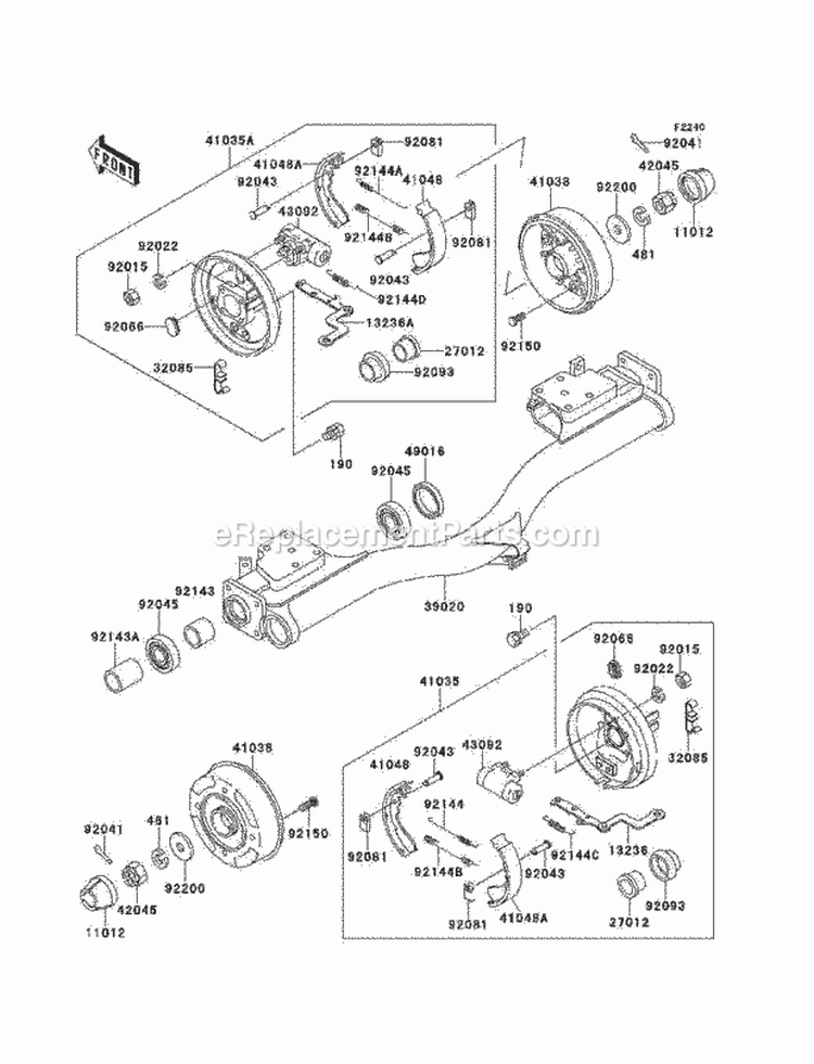 Rear Hubs/Brakes Diagram and Parts List for KAF620-B2  Kawasaki 