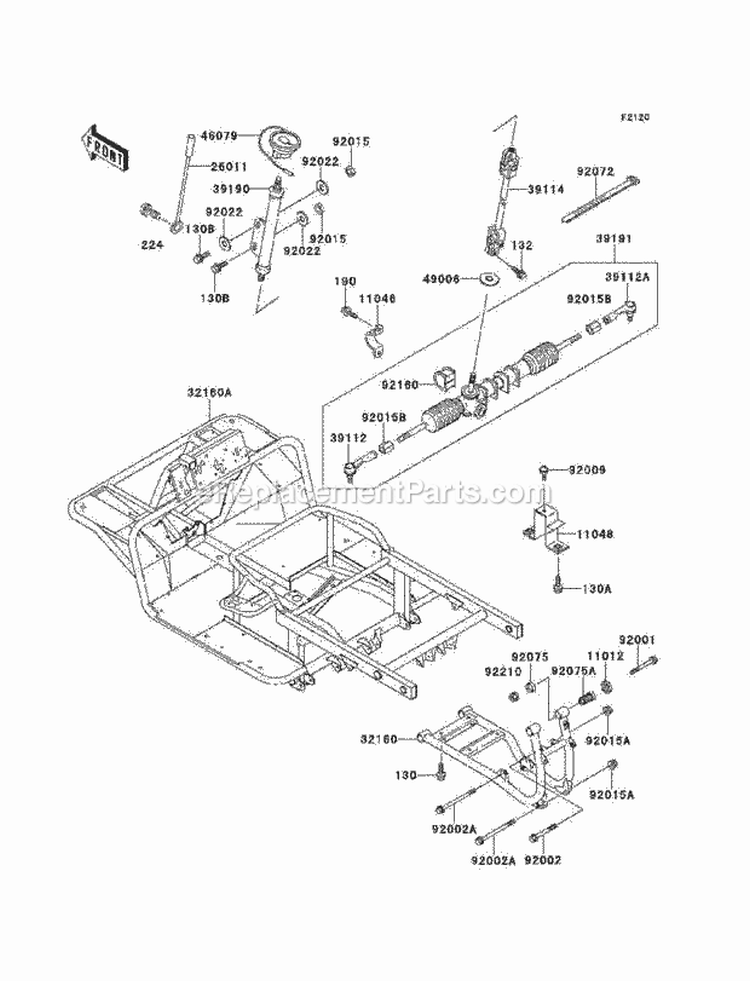 Frame Diagram and Parts List for KAF620-B6  Kawasaki 