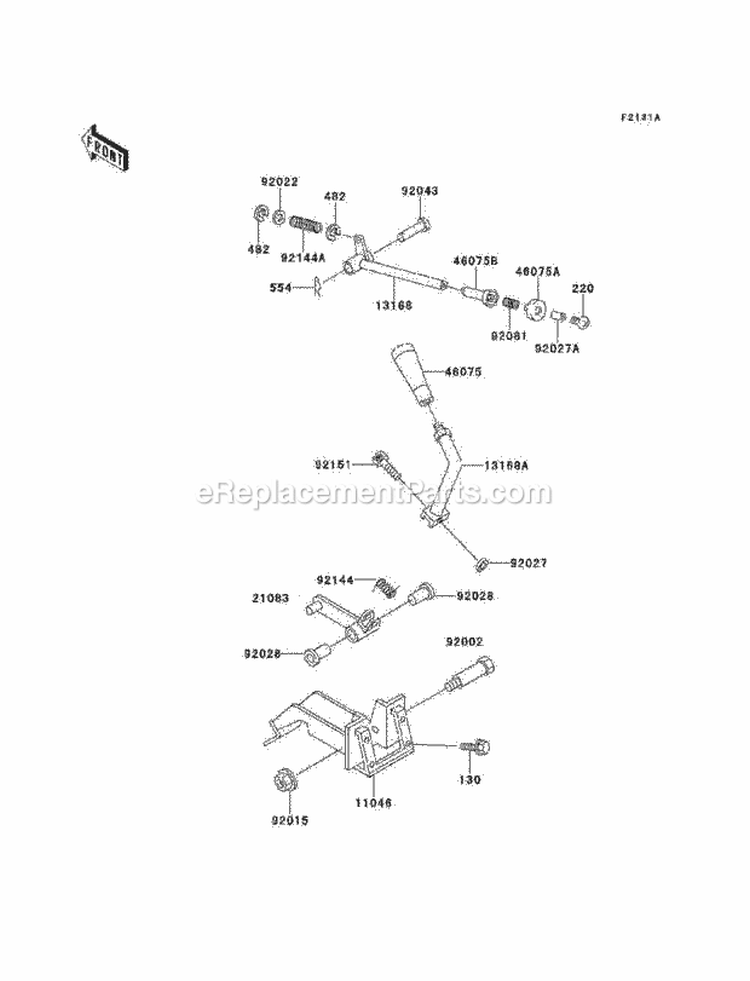 Frame Fittings Lever Diagram and Parts List for KAF620-B6  Kawasaki 
