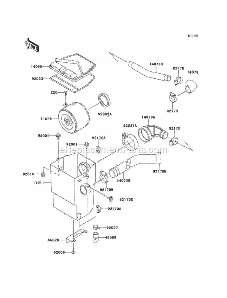 Air Cleaner Diagram and Parts List for KAF620-B6  Kawasaki 