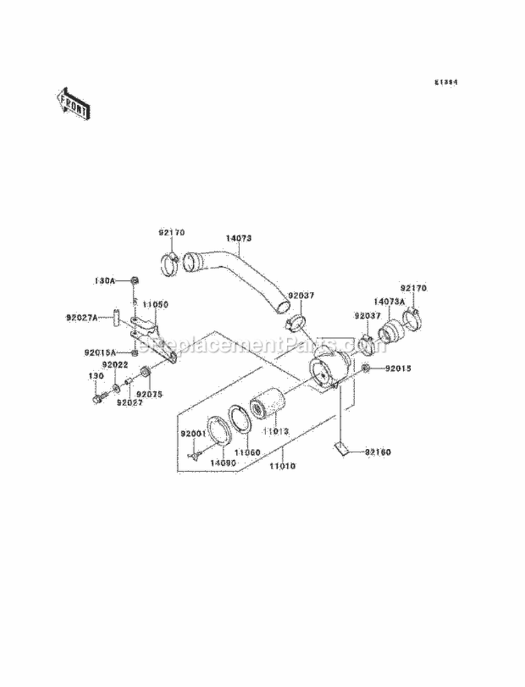 Air Cleaner-Belt Converter Diagram and Parts List for KAF620-B6  Kawasaki 