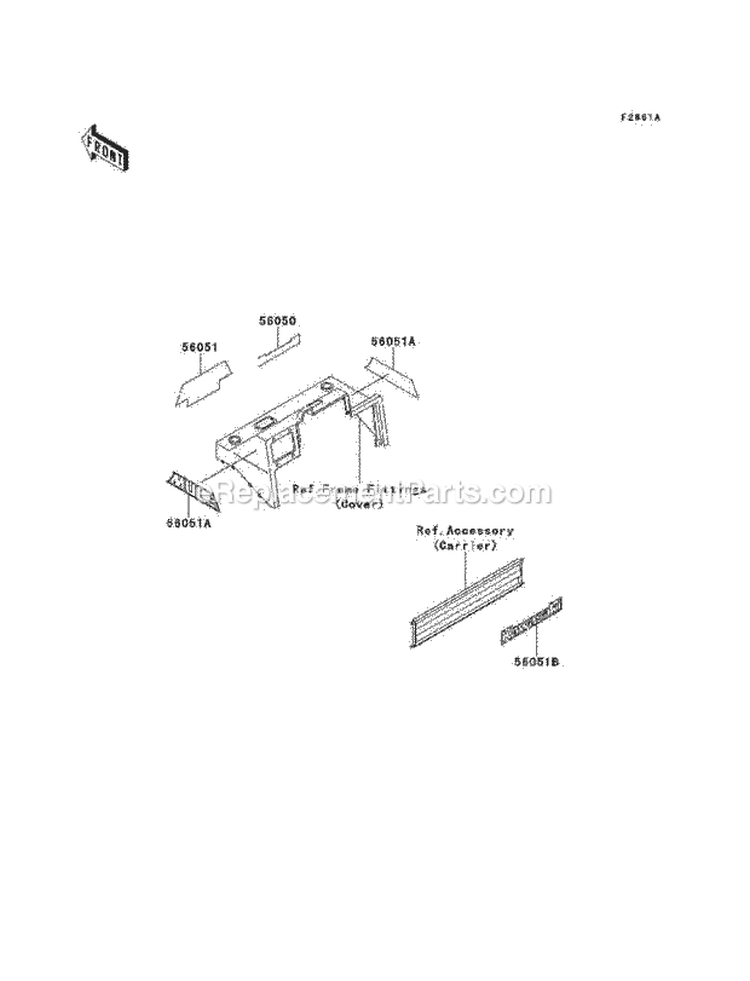 Decals Diagram and Parts List for KAF620-C4  Kawasaki 