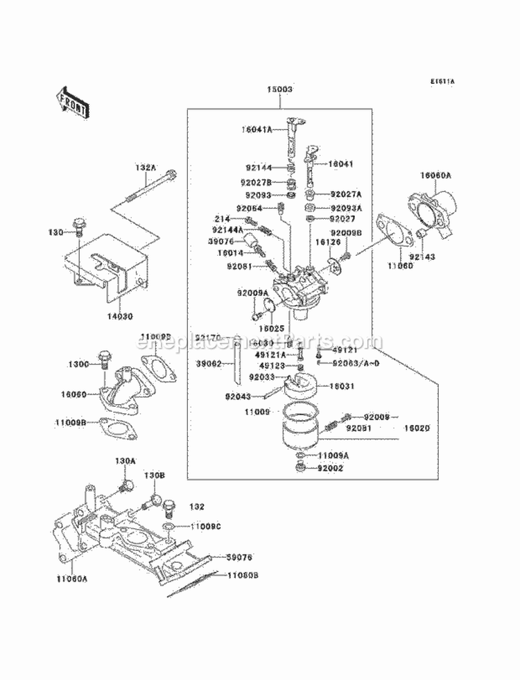 Carburetor Diagram and Parts List for KAF620-C5  Kawasaki 